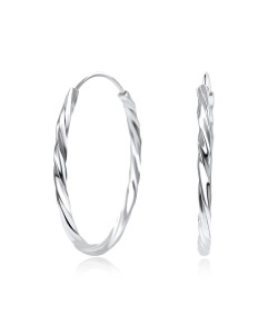Twisted Silver Hoop Earring HO-1735